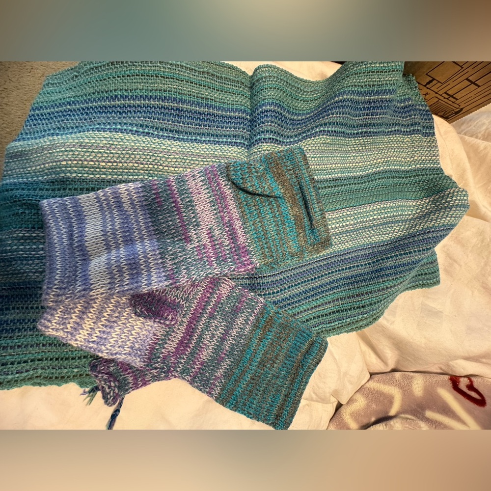 Striped Knit Scarf and Gloves Set